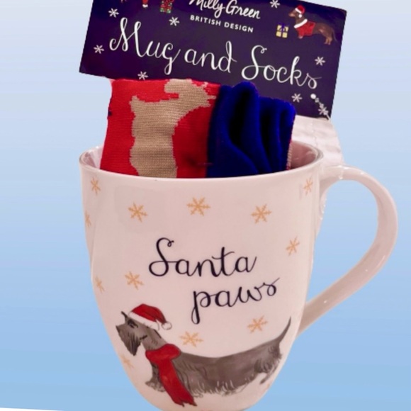 NWT- Scottish Terrier Christmas Mug Stuffed with Matching Socks - Picture 1 of 5